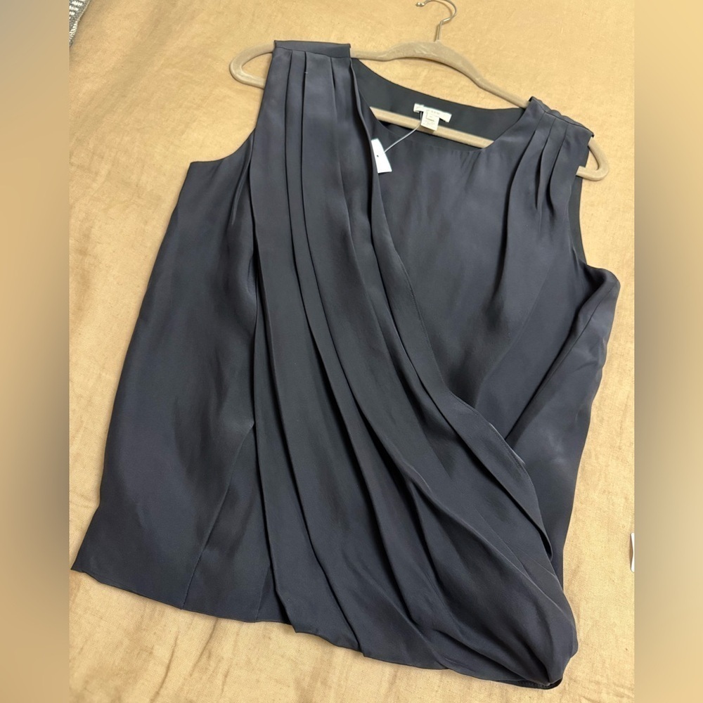 J. Crew NEW silk Black Draped Sleeveless Blouse